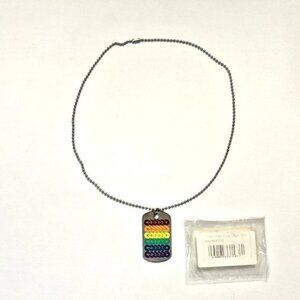 Andrew Christian - PRIDE Dog tag with 18" Bead Chain - Silver/PRIDE Colors